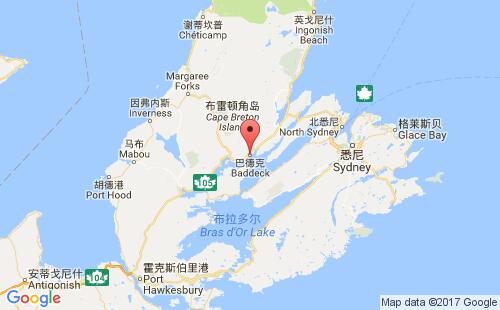 加拿大海運(yùn)港口巴德克baddeck港口地圖