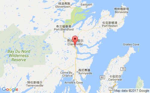 加拿大海運港口克拉倫維爾clarenville港口地圖