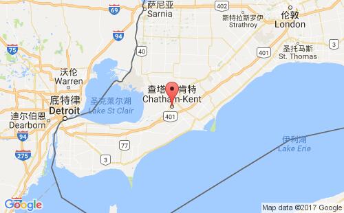 加拿大海運港口查塔姆chatham港口地圖