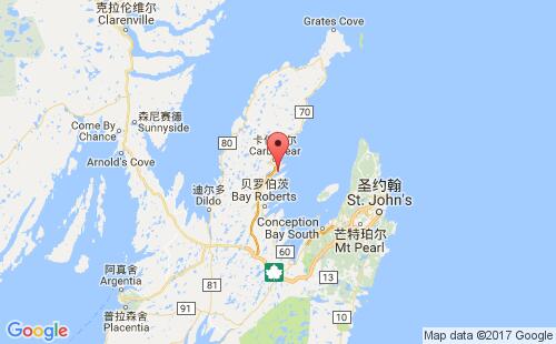 加拿大海運港口格雷斯港harbour grace港口地圖
