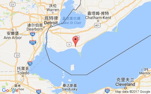 加拿大海運港口利明頓leamington港口地圖