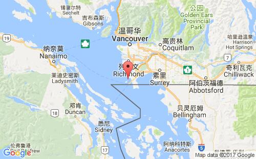 加拿大海運(yùn)港口羅伯茨灣roberts bank港口地圖