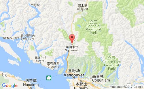 加拿大海運(yùn)港口斯闊米什squamish港口地圖