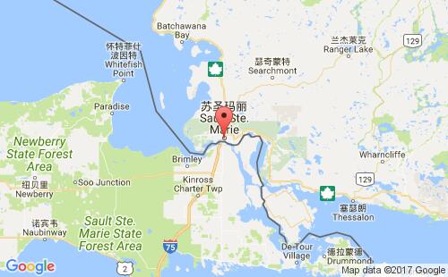 加拿大海運港口蘇圣馬麗sault ste. marie,on港口地圖