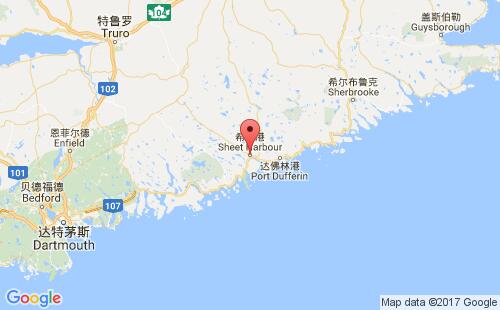 加拿大海運港口希特港sheet harbour港口地圖