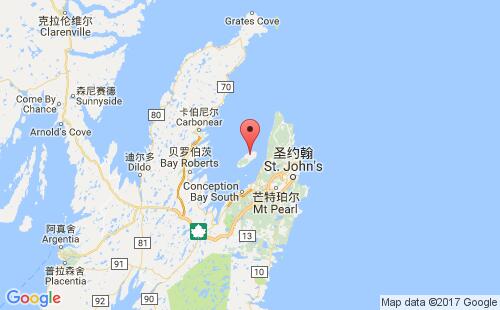 加拿大海運港口瓦伯蘭wabana港口地圖