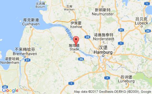 德國(guó)港口比茨費(fèi)萊特butzfleth港口地圖