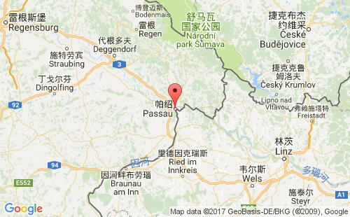 德國(guó)港口帕德博恩passau港口地圖