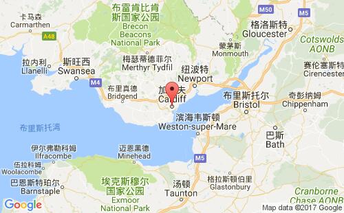 英國港口加的夫cardiff港口地圖