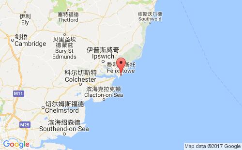 英國(guó)港口費(fèi)利克斯托felixstowe港口地圖