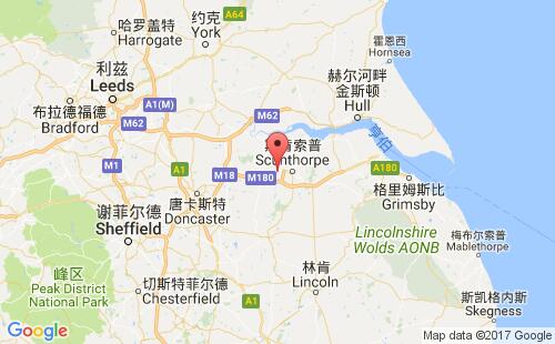 英國(guó)港口岡納斯gunness wharf港口地圖