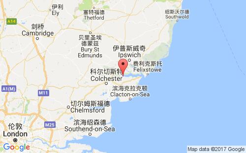 英國港口米斯特利mistley港口地圖