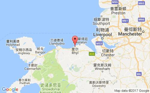 英國(guó)港口里爾rhyl港口地圖