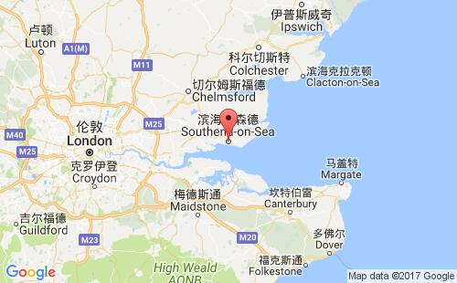 英國(guó)港口紹森德southend港口地圖