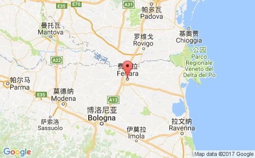 意大利港口費(fèi)拉拉城ferrara港口地圖