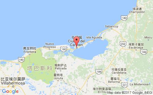 墨西哥海運港口卡門城ciudad del carmen港口地圖