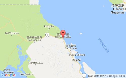 墨西哥海運港口圣羅薩利亞santa rosalia港口地圖