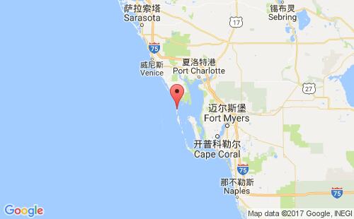 美國海運港口波卡洛蘭德boca grande港口地圖