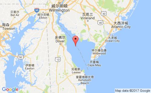 美國海運(yùn)港口德拉華灣delaware bay港口地圖