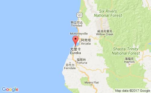 美國(guó)海運(yùn)港口尤里卡eureka港口地圖