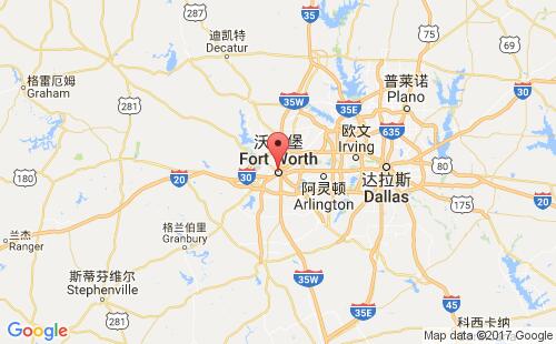 美國(guó)海運(yùn)港口沃斯堡fort worth,tx港口地圖