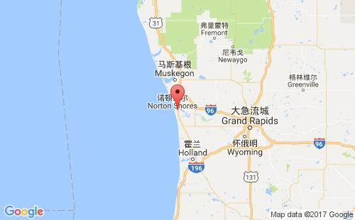 美國海運(yùn)港口格蘭德黑文grand haven港口地圖