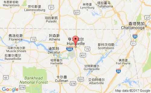 美國(guó)海運(yùn)港口漢茨維爾-阿拉巴馬huntsville,al港口地圖