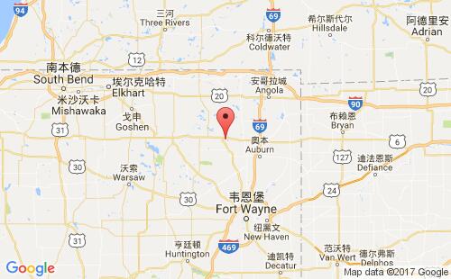 美國(guó)海運(yùn)港口肯德?tīng)柧Skendallville,in港口地圖