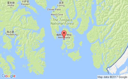 美國(guó)海運(yùn)港口梅特拉卡特拉metlakatla港口地圖