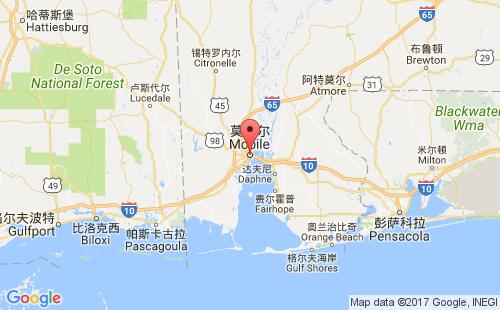 美國(guó)海運(yùn)港口莫比爾mobile,al港口地圖