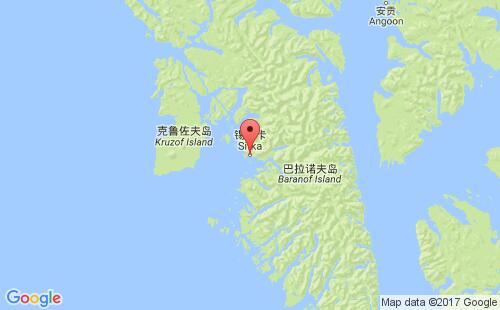 美國(guó)海運(yùn)港口錫特卡sitka港口地圖